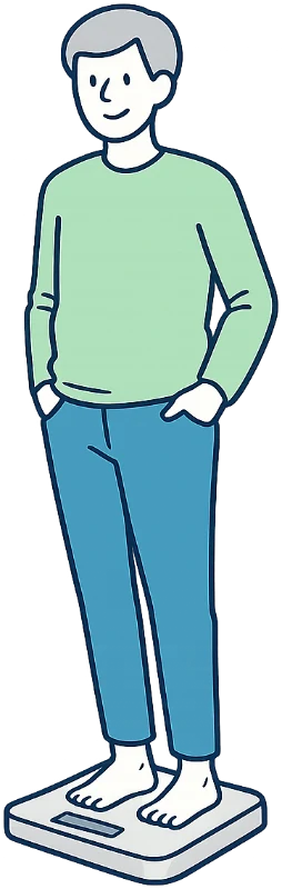 体重計に乗っている人物のイラスト